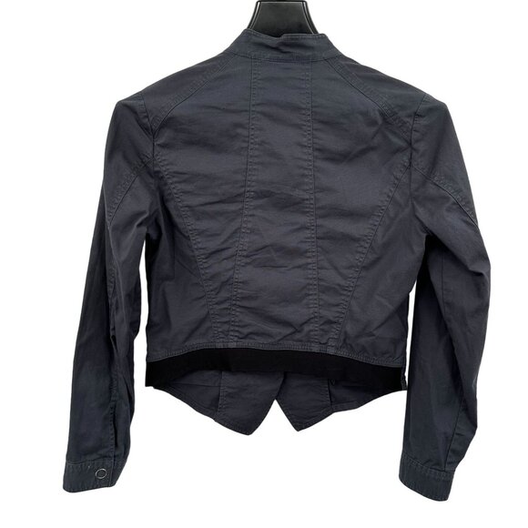 CAbi Women's Moto Jacket M Gray Asymmetrical Zip Cotton Blend Crop - Picture 4 of 6
